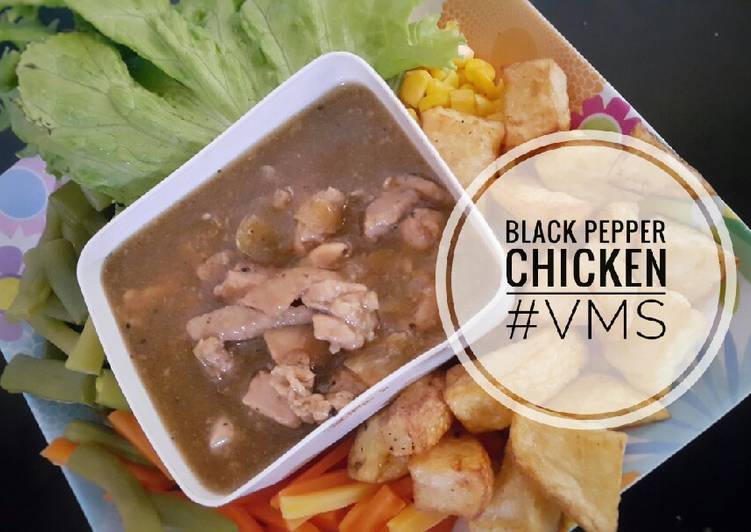 Resep: Ayam lada hitam & sayur lalap 