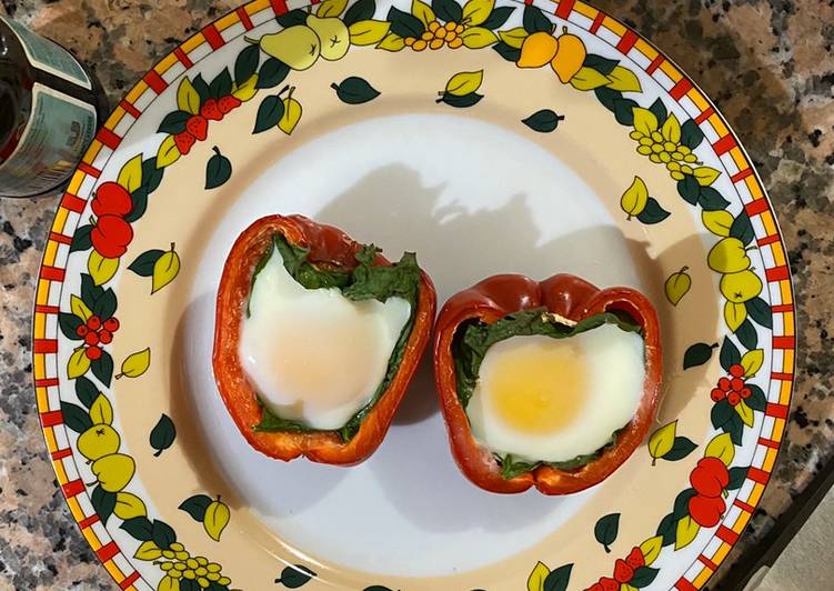 Resep: Baked Pepper with Egg and Spinach enak