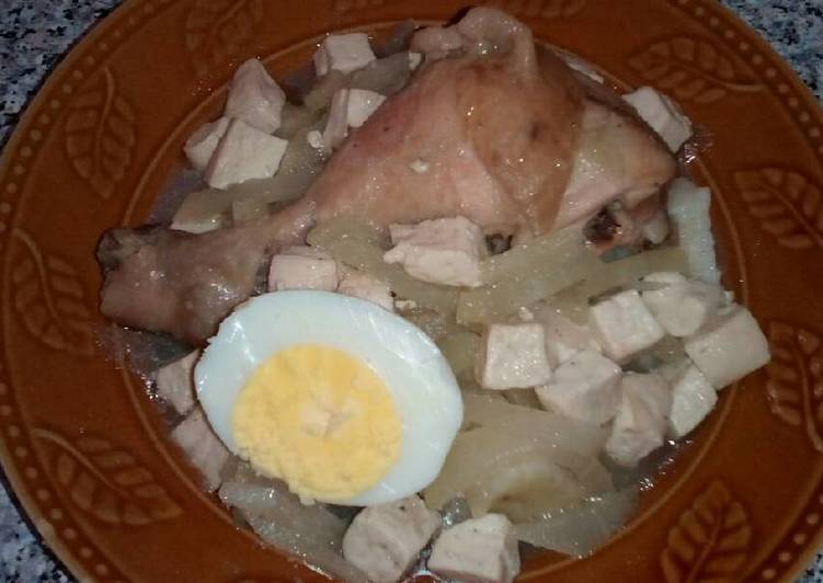 Lontong kuah opor ayam telur tahu manisa (sehat tanpa santan)