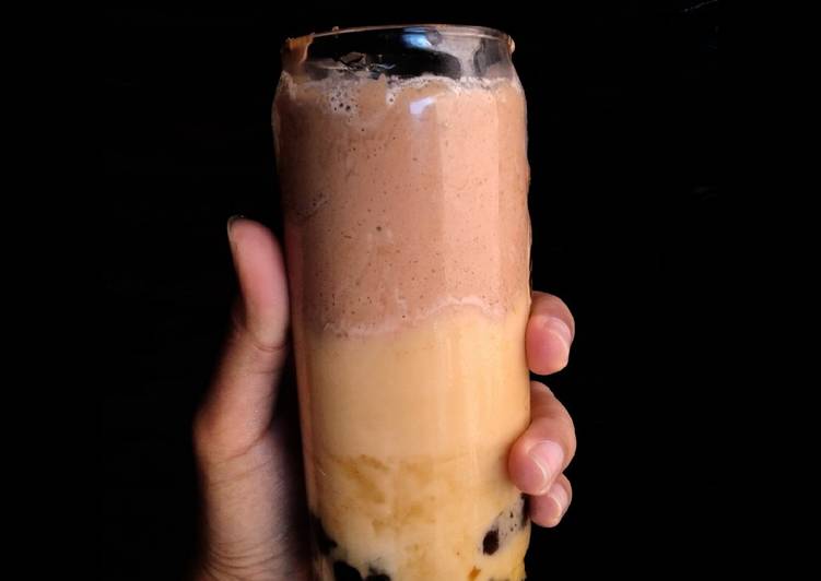 Resep: Milk tea with dalgona milo and bobba brown sugar ala onde 
