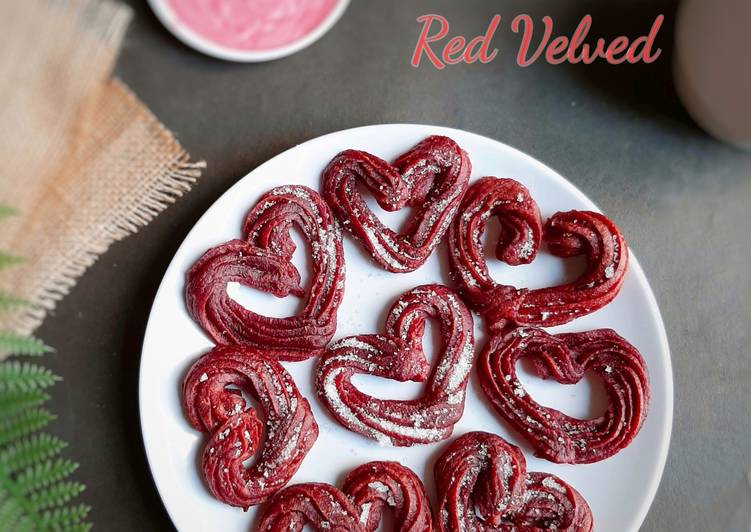 Cara Mudah memasak Churros red velvet (love) 