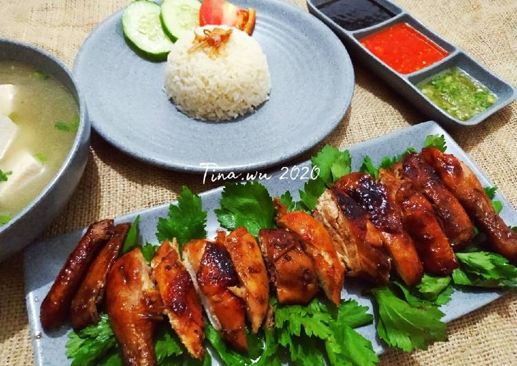 Cara Mudah memasak Roasted Chicken with hainan Rice ala Singapore 