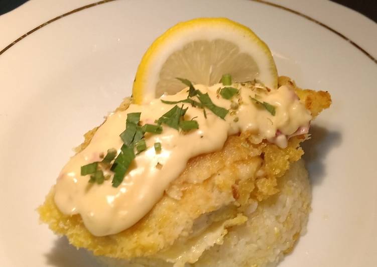 Resep membuat Butter rice with creamy lemon sauce with dory crispy 