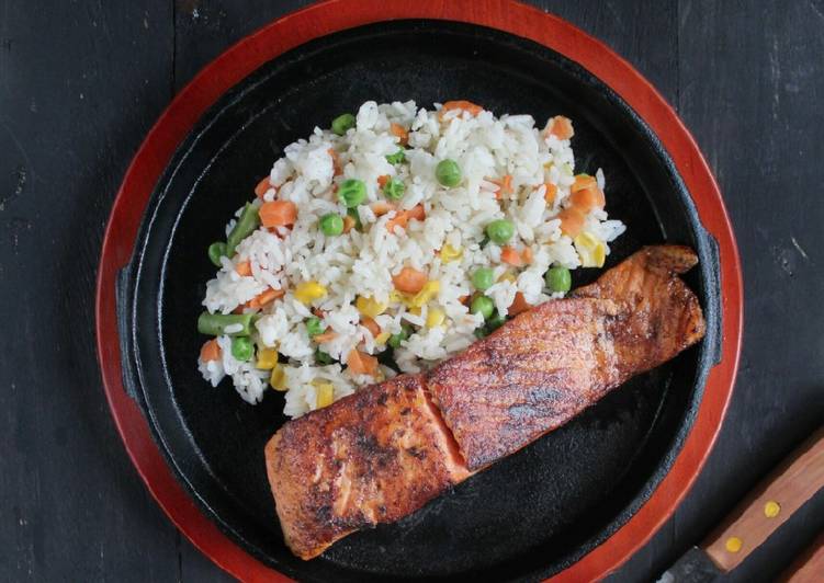 Resep: Grilled Salmon with Butter Rice istimewa