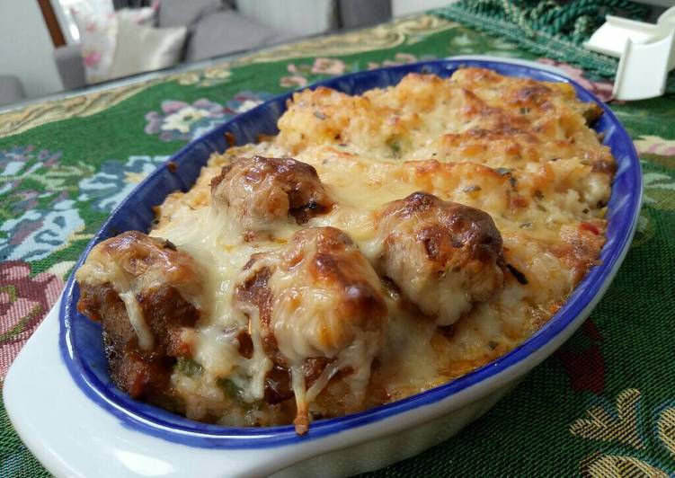 Butter Baked Rice With Meat Ball