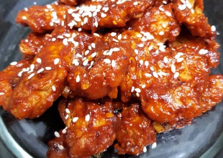 Cara Mudah mengolah Ayam Pedas Korea (Yangnyeom Chicken) 