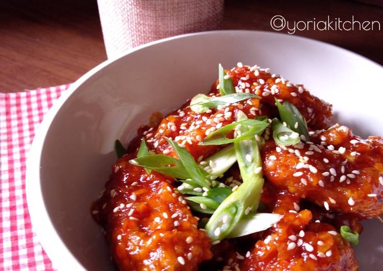 Resep: Spicy Korean Fried Chicken (Yangnyeom Tongdak) 