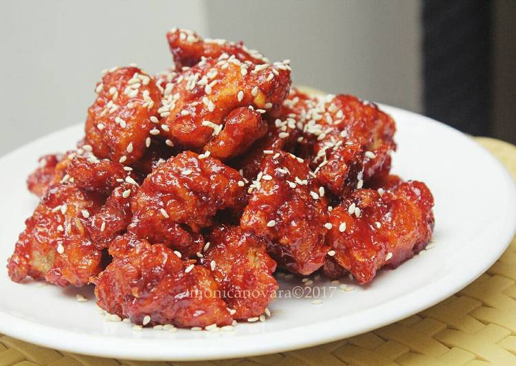 Resep mengolah Yangnyeom Tongdak (Korean Spicy Fried Chicken) 