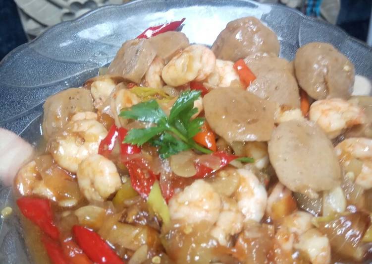 Resep: Tumis Udang bakso saus tiram enak