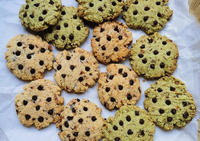 Resep Choco chip matcha almond cookies