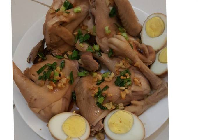 Resep: Ayam rebus telur rebus nasi hainam ala pek cam ke rumahan