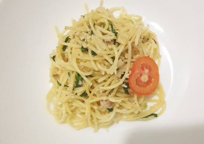 Resep Spaghetti Bakcoy ala Aglio e Olio (Bawal Pokcoy)