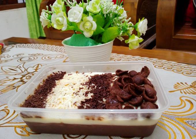 Chocobrownie puding with cheese vla