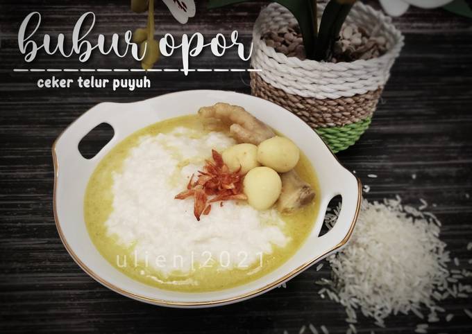 Resep Bubur opor (ceker & telur puyuh)
