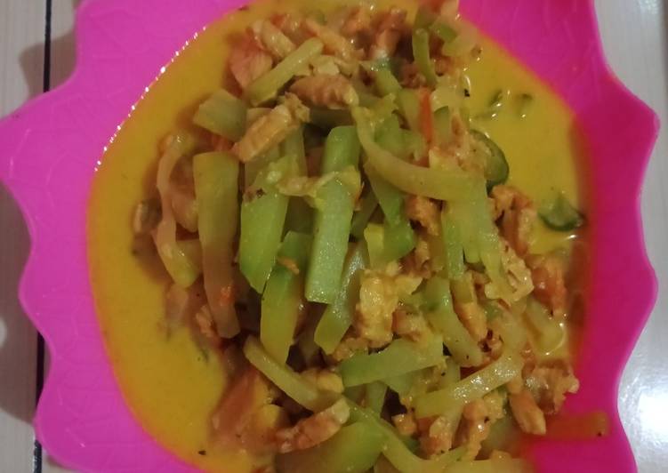 Resep: Sayur lodeh labu Siam tempe cabe enak