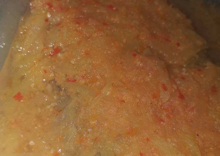 Cara memasak Brengkes mangga muda ikan pindang/lajang tanpa daun lezat